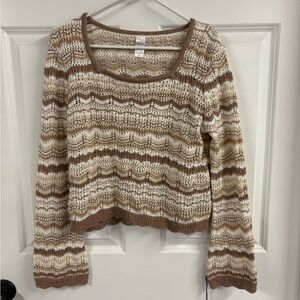 NWT Limited Too Girls' Crocheted Y2K- Era Cropped Sweater Tan Brown Size XXL